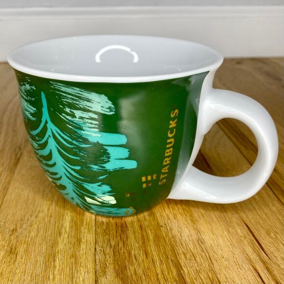 Starbucks Christmas Tree Mug Green 2014 Coffee Cup 14 oz Drinkware - Picture 3 of 11
